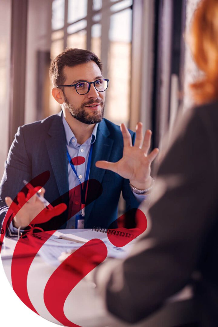 Businessman explaining a concept during a meeting.